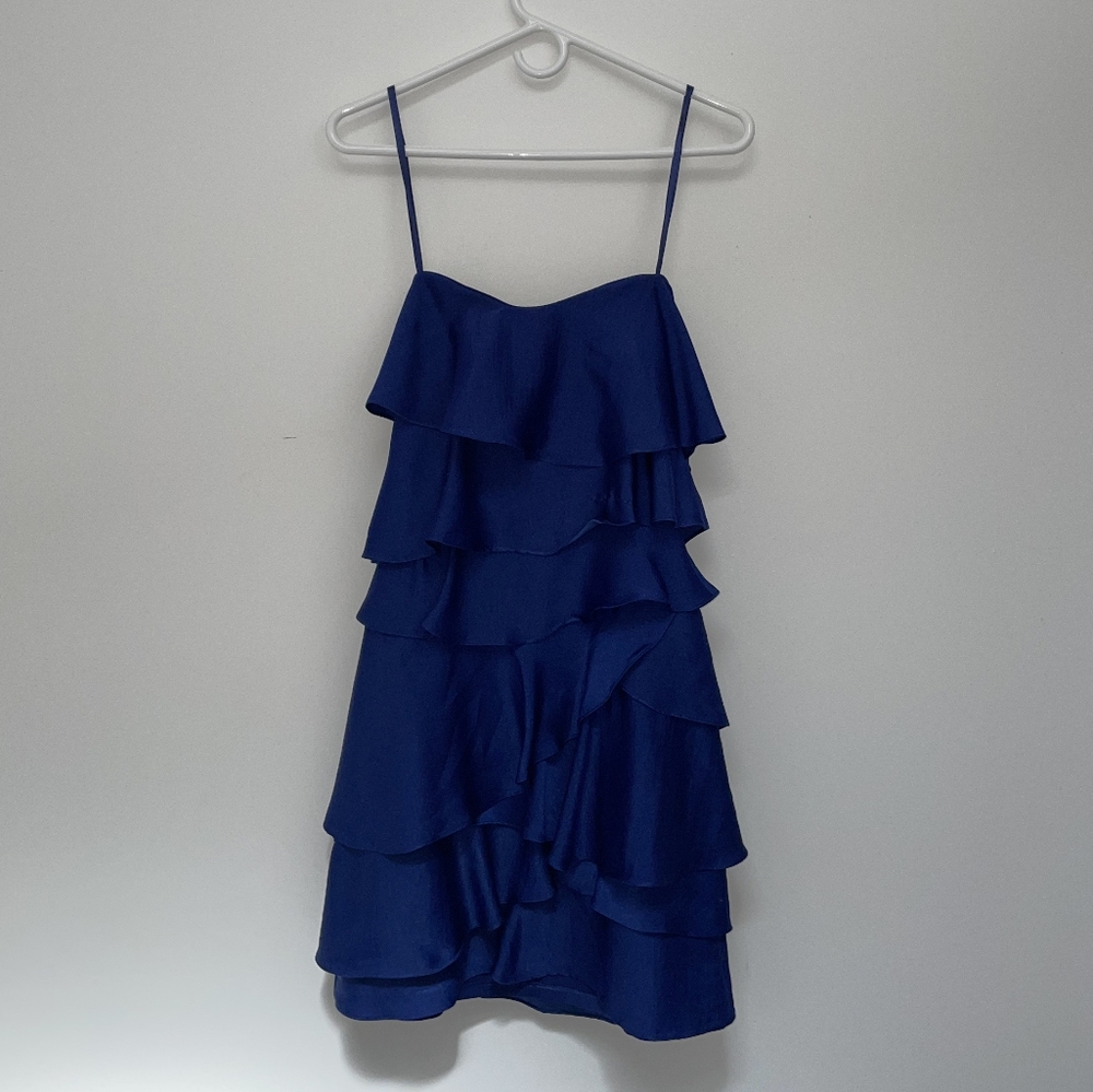 BCBGMAXAZRIA BLUE MINI DRESS, SIZE 2